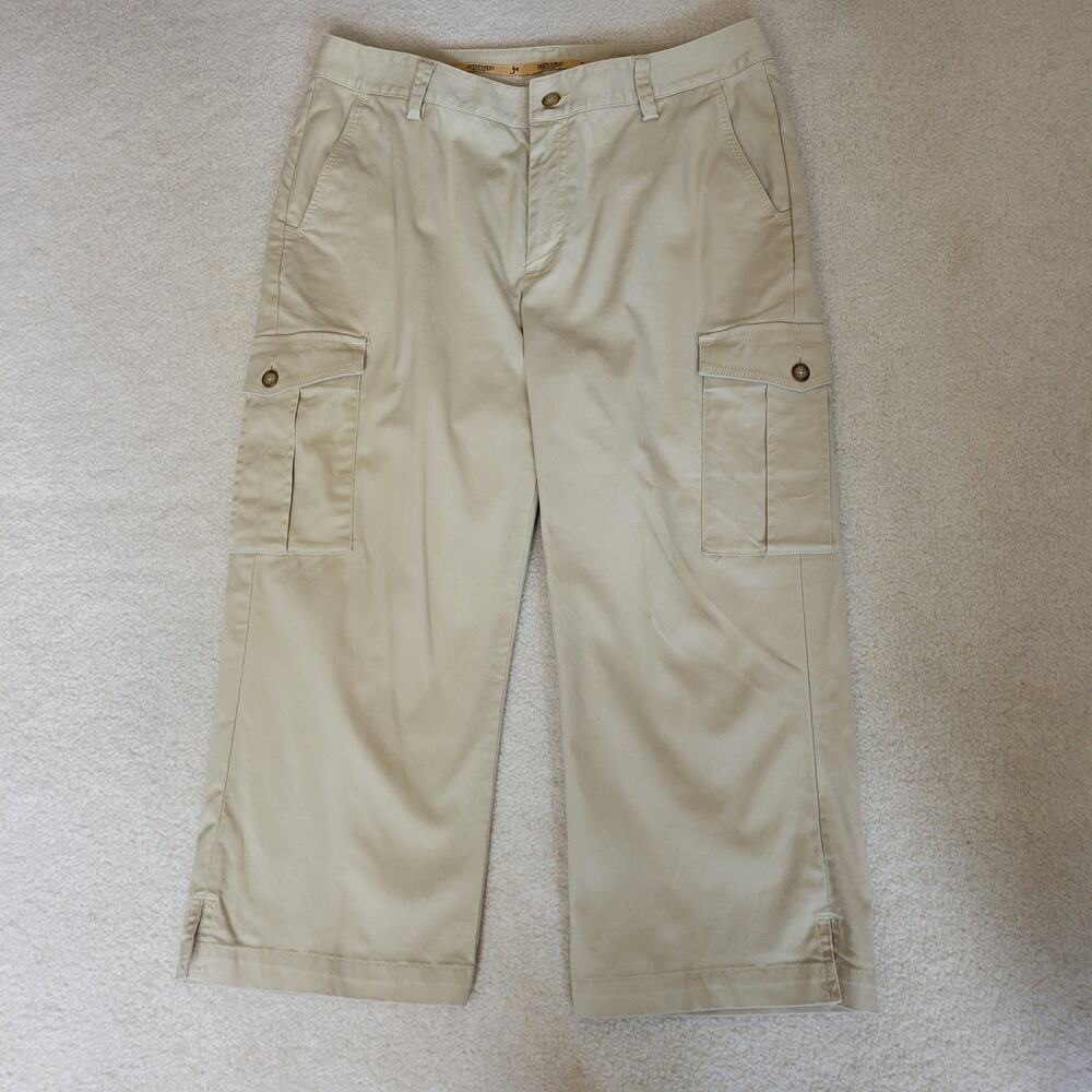 Three Forks Ranch Women's Size 10 Capri Cropped Cargo Pants Flat Front Beige